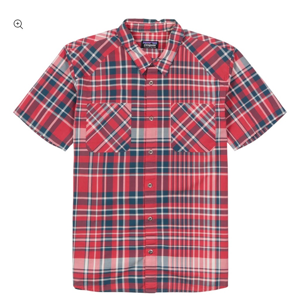 Patagonia red Plaid Button-Up short sleeveShirt Men's Small summer